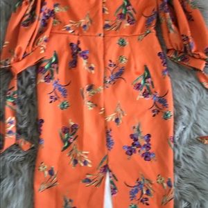 Orange floral midi dress, UK16 =US14